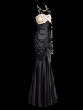 Ndyad Strapless Mermaid Long Prom Dresses Satin Black Formal Dresses HZ1024