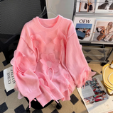 Ndyad 3D Petal Round Neck Thick Sweater HZ1024