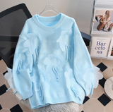 Ndyad 3D Petal Round Neck Thick Sweater HZ1024