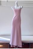 Ndyad Square Neck Sheath Wedding Guest Dresses Chiffon Pink Formal Dresses HZ1024