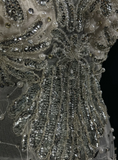 Ndyad Spaghetti Strap Mermaid Long Prom Dresses Chiffon Beaded Grey Formal Dresses HZ1024