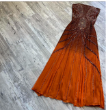 Ndyad Strapless Sheath Long Prom Dresses Beaded Chiffon Evening Dresses HZ1024