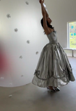 Ndyad Strapless Ball Gown Silver Long Prom Dresses Silver Formal Dresses HZ1024
