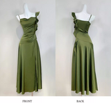 Ndyad Sheath Dark Green Long Prom Dresses, Dark Green Formal Dresses HZ1024