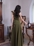 Ndyad Sheath Dark Green Long Prom Dresses, Dark Green Formal Dresses HZ1024