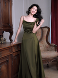 Ndyad Sheath Dark Green Long Prom Dresses, Dark Green Formal Dresses HZ1024