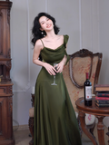 Ndyad Sheath Dark Green Long Prom Dresses, Dark Green Formal Dresses HZ1024