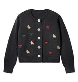 Ndyad style dog embroidered knitted cardigan HZ1024