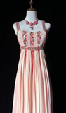 Ndyad Sheath Strap Pink Long Prom Dresses, Chiffon Beaded Evening Gowns Pink Formal Dresses HZ1024
