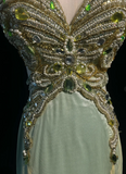 Ndyad Mermaid V-neck Light Green Long Prom Dresses Chiffon Beaded Evening Gowns Light Green Formal Dresses HZ1024