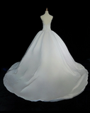 Ndyad Sweetheart Neck Ball Gown Sleeveless Long Wedding Dresses, Beaded White Bridal Gowns HZ1024