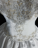 Ndyad Sweetheart Neck Ball Gown Sleeveless Long Wedding Dresses, Beaded White Bridal Gowns HZ1024