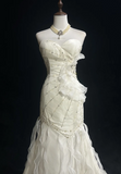 Ndyad Sweetheart Mermaid Sleeveless Long Wedding Dresses Beaded White Bridal Gowns HZ1024