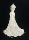 Ndyad Sweetheart Mermaid Sleeveless Long Wedding Dresses Beaded White Bridal Gowns HZ1024