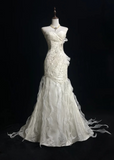 Ndyad Sweetheart Mermaid Sleeveless Long Wedding Dresses Beaded White Bridal Gowns HZ1024