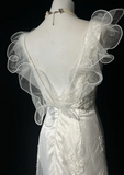 Ndyad V-Neck Sheath Sleeveless Long Wedding Dresses Tulle Lace White Bridal Gowns HZ1024