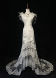 Ndyad V-Neck Sheath Sleeveless Long Wedding Dresses Tulle Lace White Bridal Gowns HZ1024