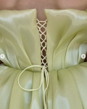 Ndyad Strapless A-Line Short Prom Dresses Satin Yellow Homecoming Dresses HZ1024