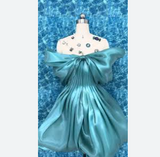 Ndyad Strapless A-Line Short Prom Dresses Satin Turquoise Homecoming Dresses HZ1024
