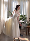 Ndyad Suqare Neck A-Line Formal Dresses White Birthday Dresses HZ1024