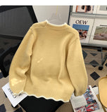 Ndyad style puppy embroidery round neck contrast color sweater HZ1024