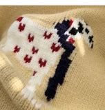 Ndyad style puppy embroidery round neck contrast color sweater HZ1024