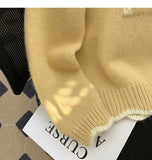 Ndyad style puppy embroidery round neck contrast color sweater HZ1024
