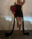 Ndyad Strapless Tight Homecoming Dresses Black Birthday Dresses Chiffon Short Prom Dresses HZ1024