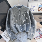 Ndyad French Chanel Style Bow Round Neck Knitted Cardigan HZ1024