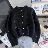 Ndyad French Chanel Style Bow Round Neck Knitted Cardigan HZ1024