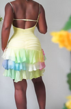 Ndyad Sheath Homecoming Dresses Spaghetti Straps Birthday Dresses Yellow Party Dresses HZ1024