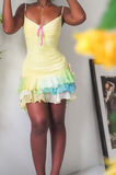 Ndyad Sheath Homecoming Dresses Spaghetti Straps Birthday Dresses Yellow Party Dresses HZ1024