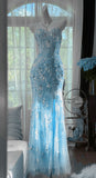 Ndyad Mermaid Coral Formal Dresses Tulle Sequin Sweetheart Neck Long Prom Dresses Coral Evening Dresses HZ1024