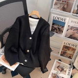 Ndyad style gentle V-neck loose outer wear knitted cardigan HZ1024
