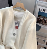 Ndyad style gentle V-neck loose outer wear knitted cardigan HZ1024