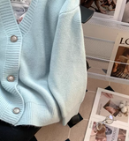 Ndyad style gentle V-neck loose outer wear knitted cardigan HZ1024