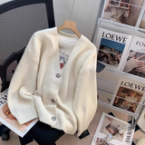 Ndyad style gentle V-neck loose outer wear knitted cardigan HZ1024