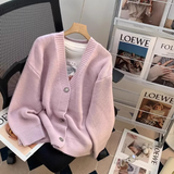 Ndyad style gentle V-neck loose outer wear knitted cardigan HZ1024