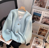 Ndyad style gentle V-neck loose outer wear knitted cardigan HZ1024