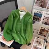 Ndyad style gentle V-neck loose outer wear knitted cardigan HZ1024