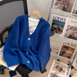 Ndyad style gentle V-neck loose outer wear knitted cardigan HZ1024