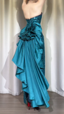 Ndyad Sheath Jade Formal Dresses Strapless Long Prom Dresses Sequined Backless Evening Gowns HZ1024