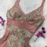 Ndyad Spaghetti Strap Sheath Short Prom Dresses Chiffon Applique Homecoming Dresses Dusty Pink Formal Dresses HZ1024