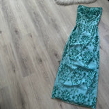 Ndyad Strapless Sheath Long Prom Dresses , Chiffon Sequins Blue Formal Dresses HZ1024