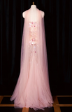 Ndyad Strapless Mermaid Long Prom Dresses, Beaded Sequin Tulle Evening Gowns Pink Formal Dresses HZ1024
