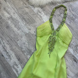 Ndyad Halter Sheath Short Prom Dresses, Chiffon Green Homecoming Dresses Birthday Dresses HZ1024