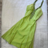 Ndyad Halter Sheath Short Prom Dresses, Chiffon Green Homecoming Dresses Birthday Dresses HZ1024