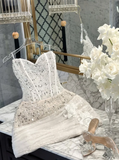 Ndyad Strapless Bodycon Homecoming Dresses White Short Prom Dresses, Sequined Tulle Birthday Dresses HZ1024