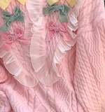 Ndyad pink baby collar bow round neck pullover sweater HZ1024