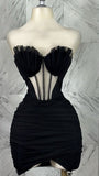 Ndyad Sweetheart Bodycon Homecoming Dresses Tulle Short Prom Dresses Black Birthday Dresses HZ1024